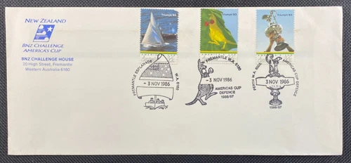 1986 America's Cup FDC NEW ZEALAND BNZ Challenge Cover All 3 Pictorial Postmarks