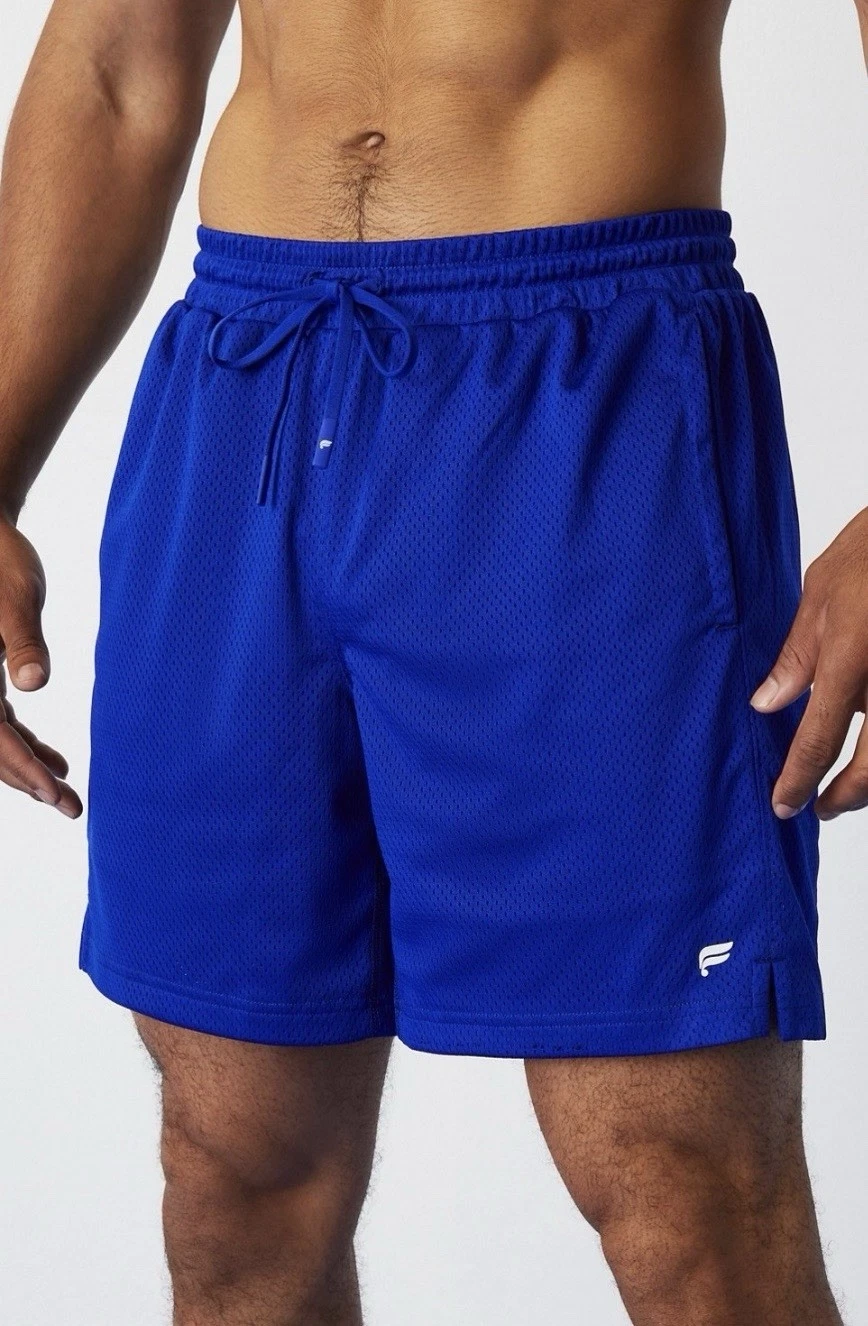 Fabletics Men's Essential Rec Mesh Athletic Shorts Blue Size M Admiral Blue