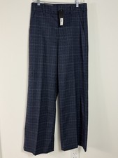 NWT BANANA REPUBLIC Wide Leg navy plaid straight Trouser dress pants size 4