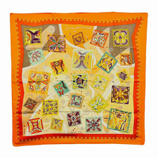 Hermes Silk Scarf Carre 90 La mecanique des idees Orange