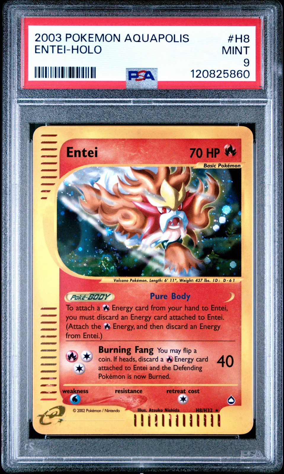 2003 POKEMON AQUAPOLIS #H8 ENTEI-HOLO PSA 9