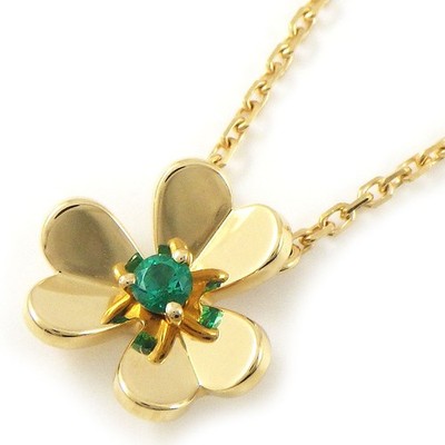 Van Cleef & Arpels Halskette Frivol Mini VCARP7SB00 Kleeblatt 1P Smaragd 750Yg