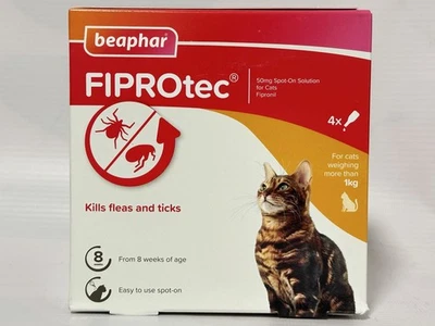 Beaphar FIPROtec Spot-On Cat Flea Tick Treatment 4 Pipettes