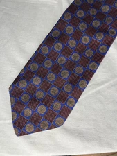Altea Nordstrom Tie Multicolored Squares & Circles 100% Silk Italian Made