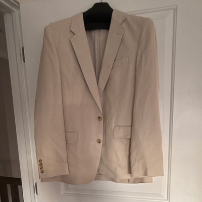 J.CREW Thompson Men's Beige Suit Jacket 44R Double-Vented Notch Lapel