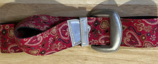 Women's Red Paisley Western Belt Silver Tone Buckle L Regular 36-37 Waist