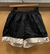 VTG 90s Adidas Soccer Shorts Large Mens Black Satin Shiny Glanz Football Running