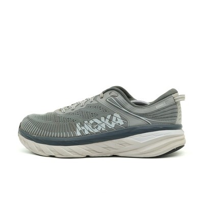 Hoka One Herren Bondi 7 Wide Sneaker Grau Mesh Low-Top Sohle Laufschuhe EU 46