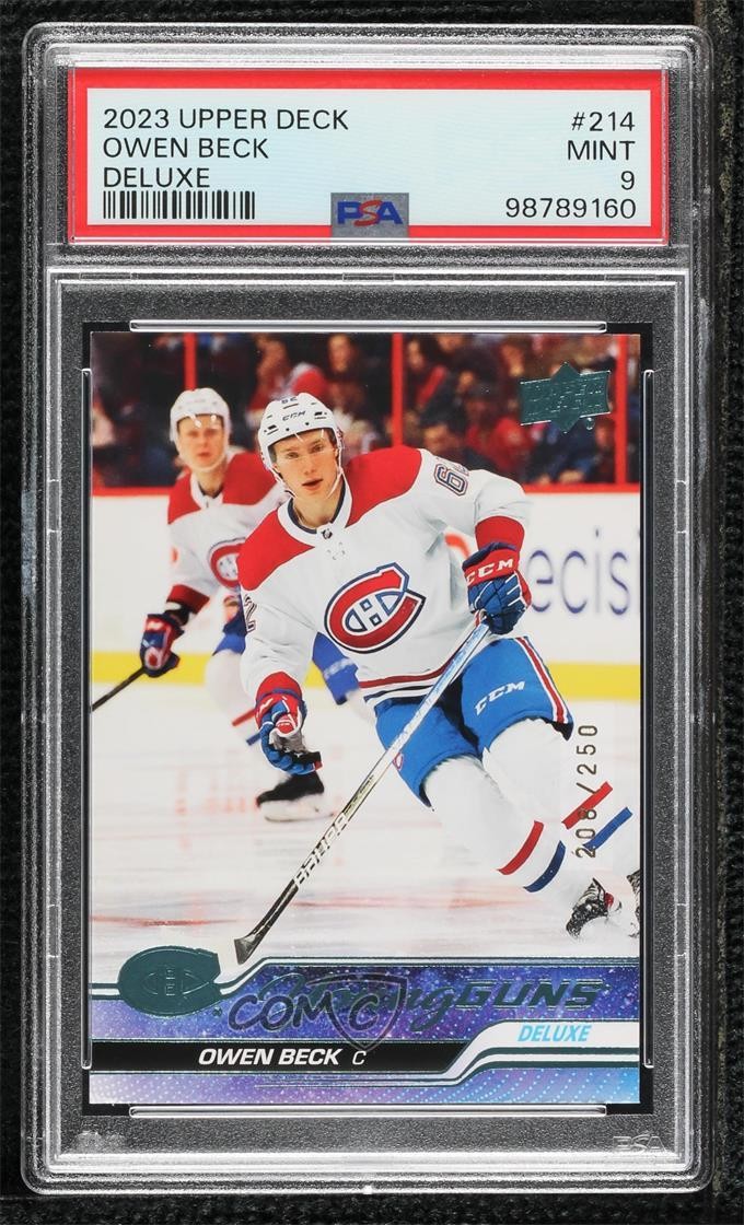 2023 Upper Deck Series 1 Young Guns Deluxe 208/250 Owen Beck #214 PSA 9 MINT k8j