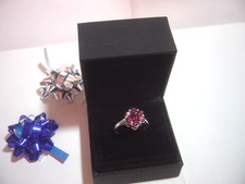 VINTAGE-SOLID SILVER-GENUINE RASPBERRY RED RH...