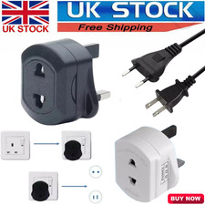 2 Pin to 3 Pin UK Battery Charger Adaptor Plug for Shaver & Oral-B Toothbrush