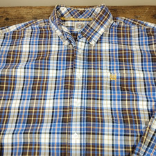 CINCH Mens Sz XL Shirt Button Plaid Long Sleeve Western Cowboy Blue Brown Cotton