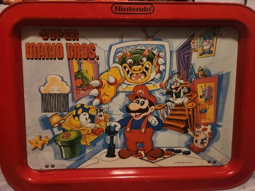Vintage Super Mario Bros Tray 17" Metal TV Dinner Nintendo Retro Gamer 1989 RARE - product listing photo