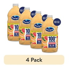 New Ocean Spray 100% Grapefruit Juice, 100% Juice, 60 fl oz Bottle (4 pack)
