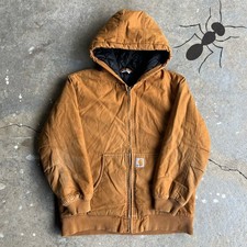 Vintage Y2K Carhartt YOUTH brown hooded work wear jacket