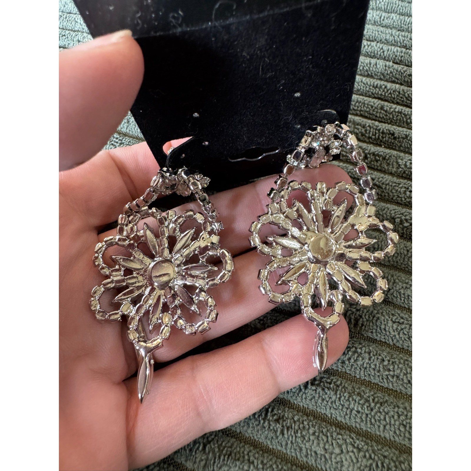 Dramatic Rhinestone Dangle Earrings Statement Pro… - image 3