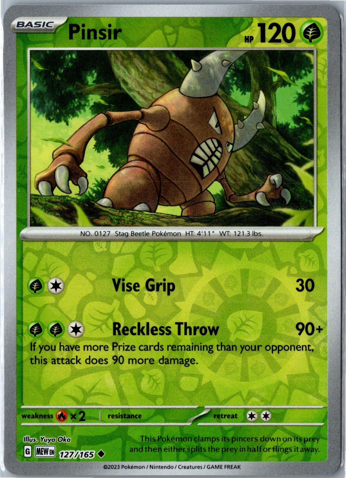 Pokemon Card - Pinsir 127/165 - SV: Scarlet & Violet 151 Reverse Holo NM