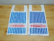 Vintage 1970s Tesco Plastic Carrier Bags - Made In Italy & UK