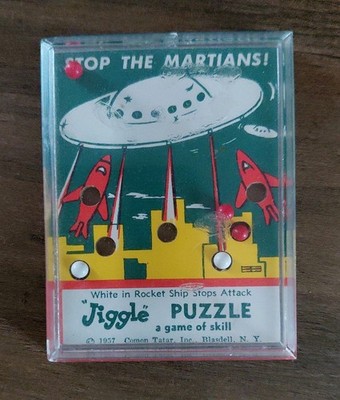 1957 Stop the Marsions Geschicklichkeit ''Wackelpuzzle'' Comon Tatar Inc. Vintage Spielzeug
