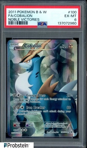 2011 Pokemon B & W Noble Victories #100 FA Cobalion PSA 6 EX-MT