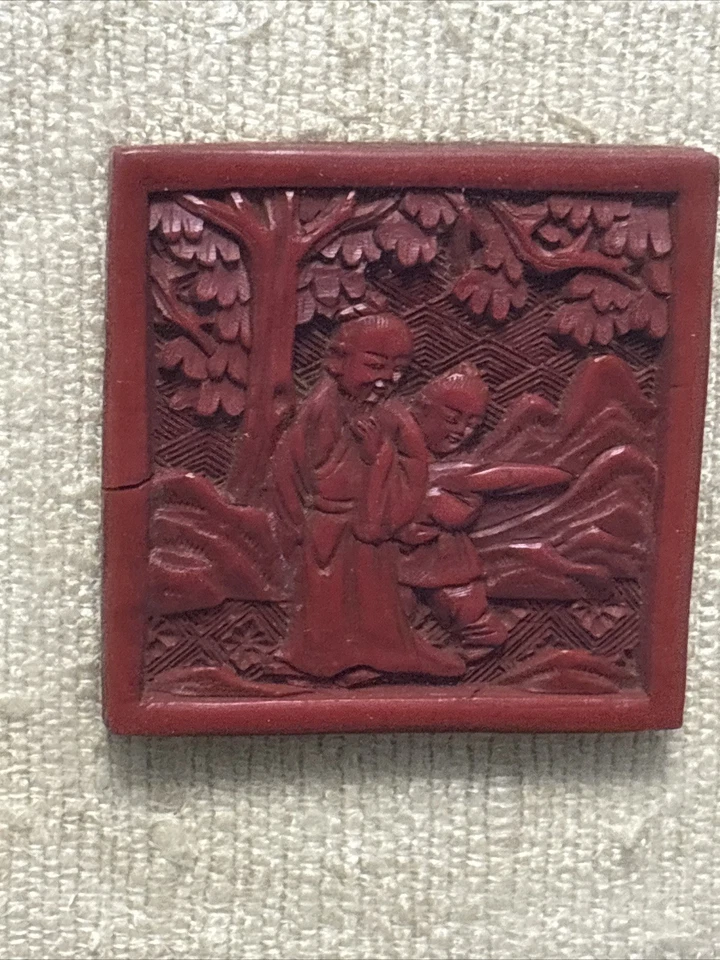 19 世纪中国古董红色雕像雕刻 — 第 2/4 张图片