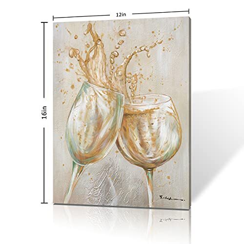 Wine Glass Canvas Wall Art Wine Picture Decor Rustic Wine Bar Pictures 12"x16" - Picture 4 of 8