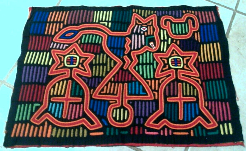 Vintage Kuna Indian Mola Applique Needlework Textile Panama Latin America Art