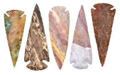 ** (5) - 4'' Flint Spearhead Arrowhead OH Collection Project Point Knife Blade **