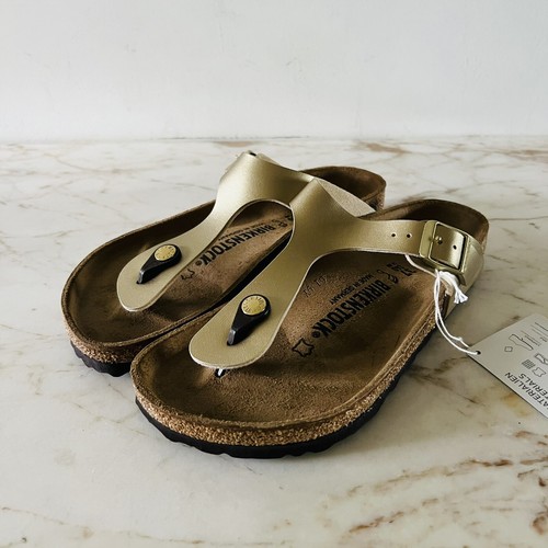 BIRKENSTOCK Gizeh Gold Birko-Flor Slide Slippers - 37 EU | eBay