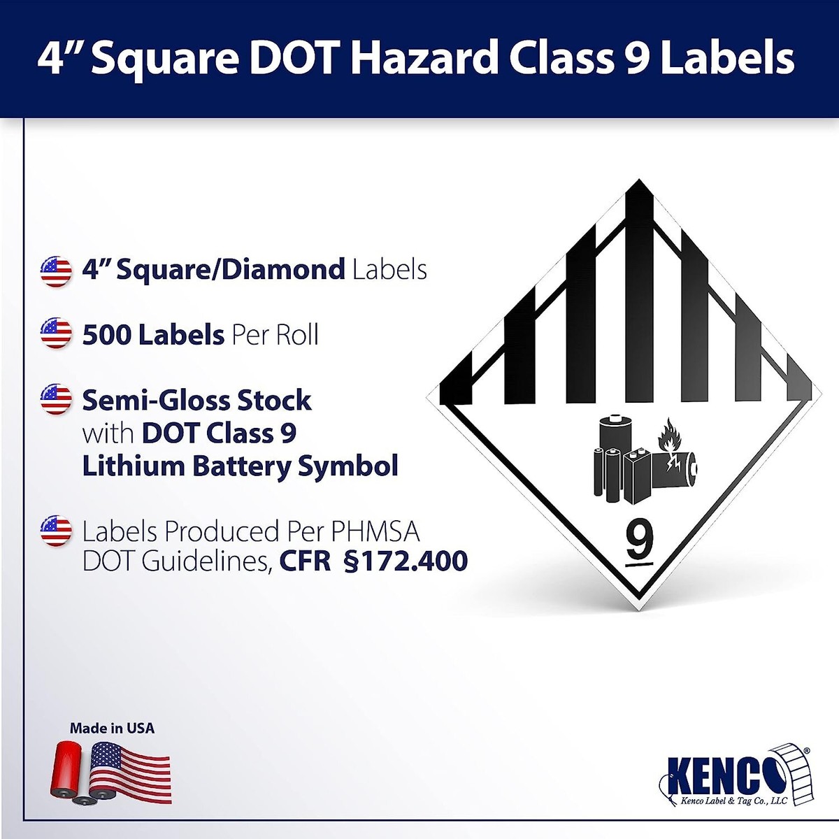 Dangerous When Wet DOT Explosives 1.4S - 4x4 Inch Square Stickers, 500 ...