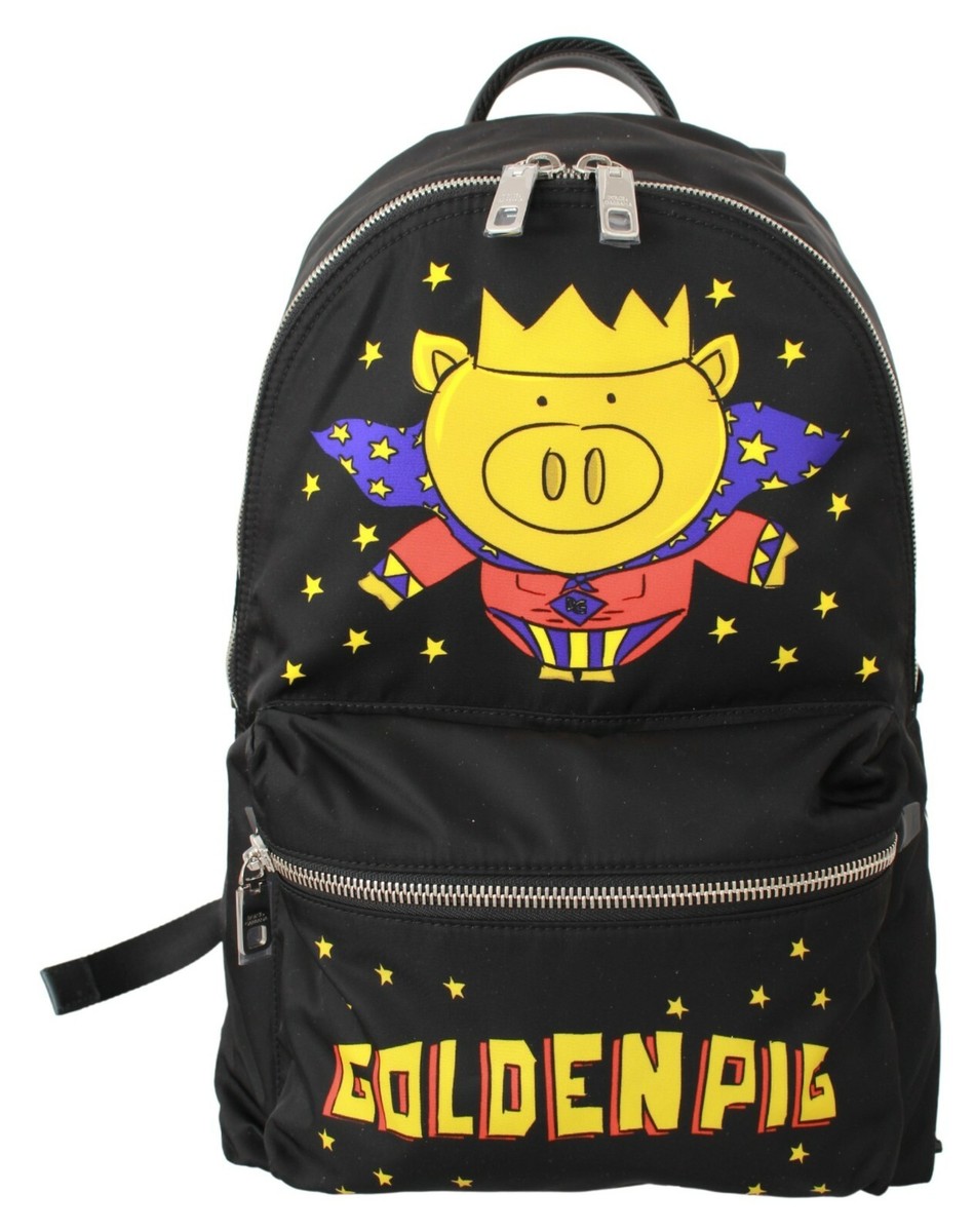 DOLCE & GABBANA Bag Nylon Black Golden Pig of the Year School