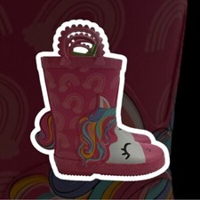 members mark Unicorn Rain Boots Youth Toddler Girls Pink Rubber Rainbow sz 7/8