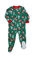 Carter's Boy's Green Santa and Snowman Fleece Pajama Sleeper