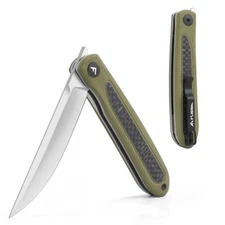 FLISSA Folding Pocket Knife Innovative Quick Open Excellent Handle Green Outdoor