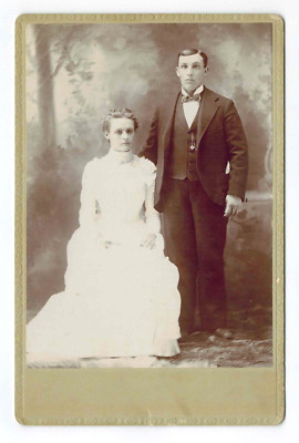 Well Dressed Young Couple Cabinet Card Photo | Possibly Wedding / Kansas