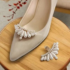 Womens Shoes Buckles Pearl Shoe Clips Jewelry Bridal Shoe Decorations Elegant E
