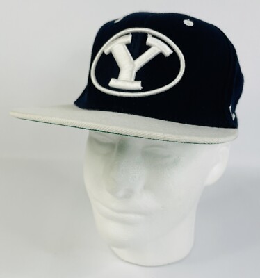 VTG BYU Cougars Zephyr Snapback Hat Navy Blue Grey Z-Hat NCAA Green Underbrim