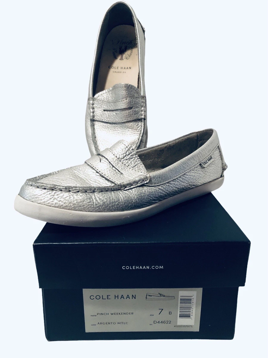 Cole Haan Pinch Weekender Argento Silver Casual Leather Shoe Women