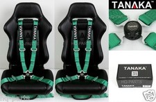 X2 Tanaka Universal Green 4 Point Camlock Quick Release Racing Seat Belt Harness