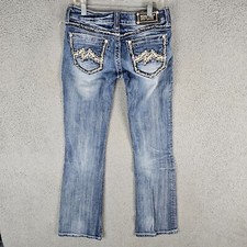 Miss Me JE1205BR Jeans Womens 26 Blue Denim Thick Stitch 31" Inseam Bootcut Leg