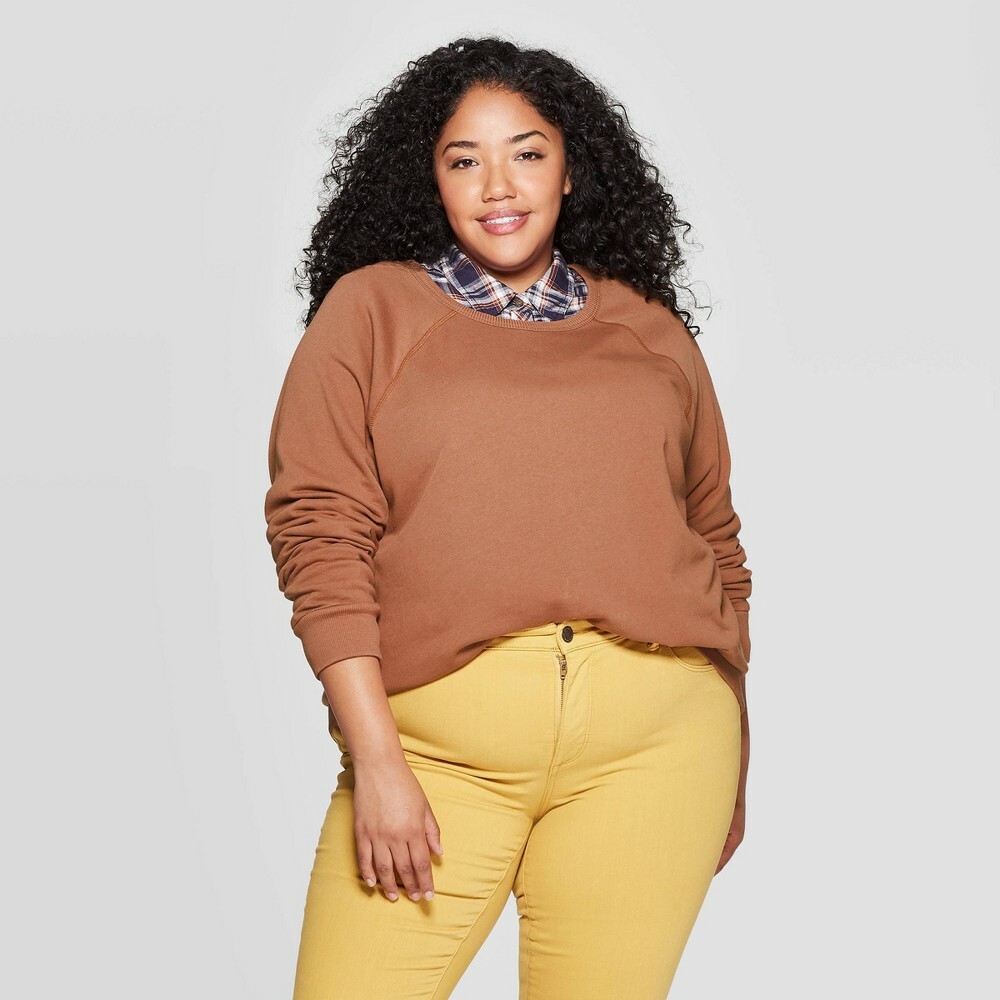 Women's Plus Size Long Sleeve Crewneck 