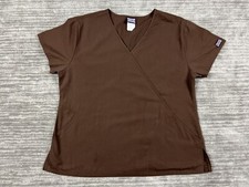 Cherokee Scrub Top Womens Medium Brown Short Sleeve Shirt 4880