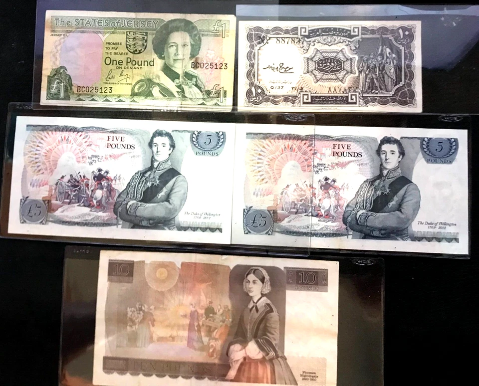 States of Jersey Lb, 2-Bank of England 5 Lb, & 1- 10 Lb, Egypt 10 Piastres - Image 2 of 4