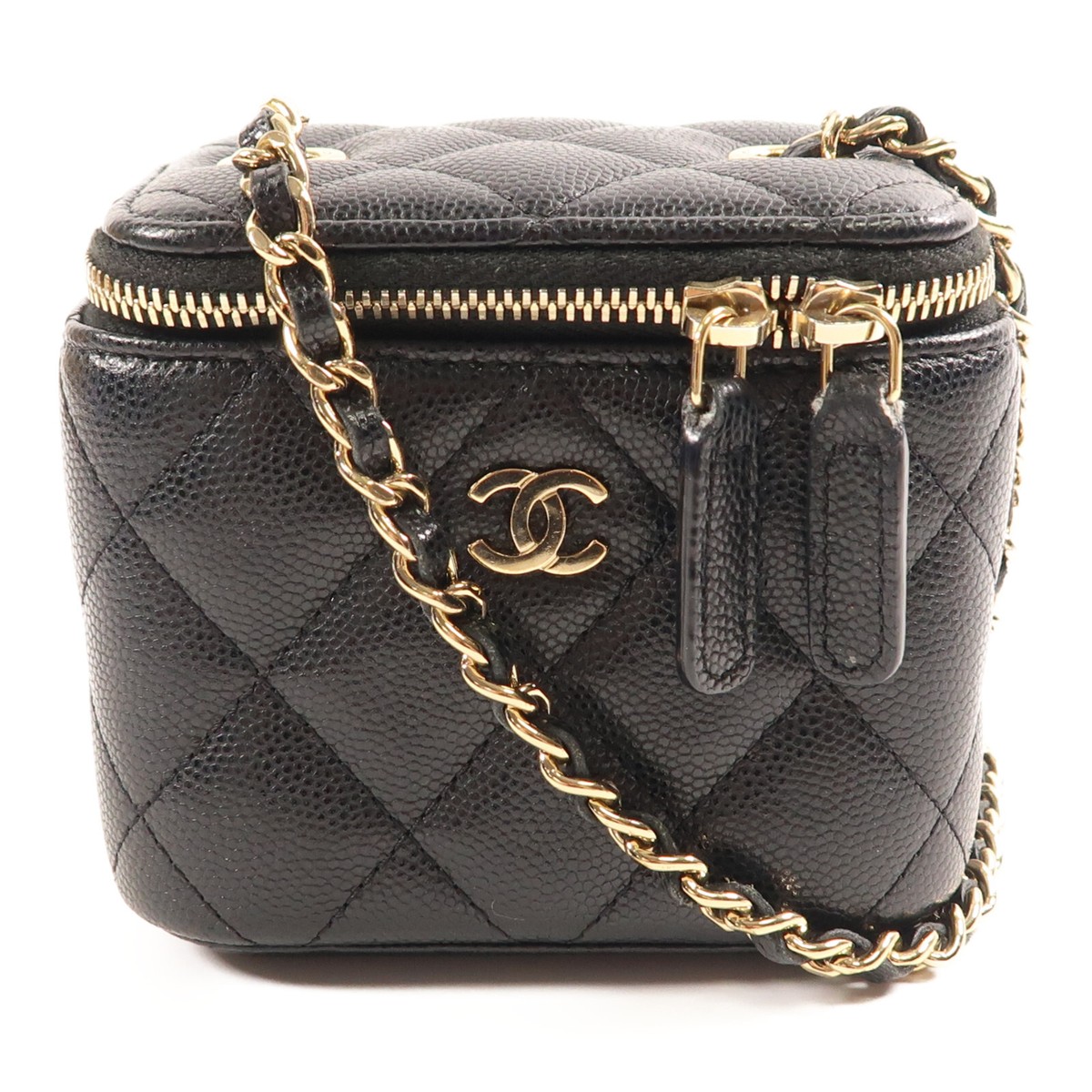 CHANEL CC GHW Mini Vanity Chain Shoulder Bag Calfskin Leather