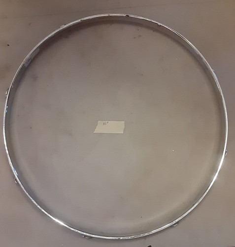 1x 16" Metal Tom Drum Rim , 8 lug, silver, 1.5 mm, ok/chipped spots stick side