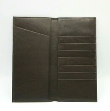 Travel Wallet Ticket Holder Leather 9x4" Graphic Image Brown