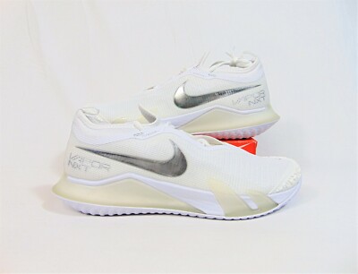 Nike React Vapor NXT HC White & Silver Womens Tennis Shoes Sz 9.5 NEW CV0742 100