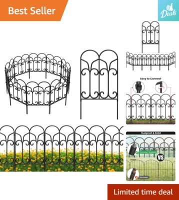 Heavy-Duty Garden Fence Panels - Metal Animal Barrier - 5 Panels 7.5ft L x