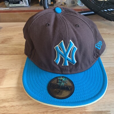 New York Yankees New Era Light Blue and Brown 59Fifty Fitted Hat Size 7 1/2