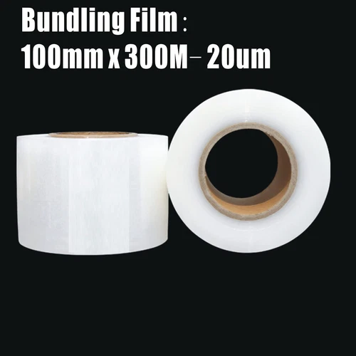 20x Bundling Film 100mm x 300m 20um Clear Stretch Wrap Pallet  Mini Wrap